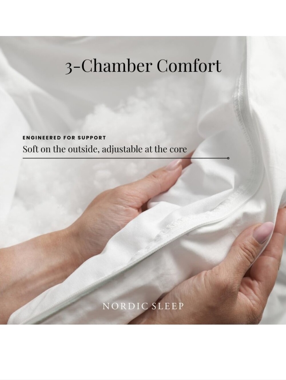 NIB Fossflakes Nordic Sleep Queen Pillow Adjustable Fill Made In Denmark Vegan - Picture 5 of 13